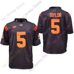 Mitch 2020 NECAA Virginia Tech Hokies Jerseys 5 Tyrod Taylor College Football Jersey Black Size Youth Adult