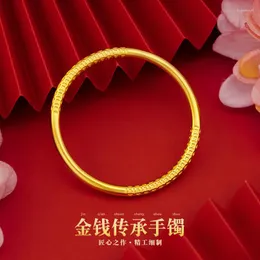 Armband 14K Gold Bangles smycken f￶r kvinnor inte bleknar pulseira feminina bizuteria br￶llop real 14 k trendiga kvinnor