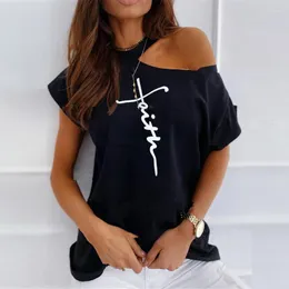 Bluzki damskie Summer Casual Tee Shirt Overised T Women Ubranie krótkiego rękawu Off Rzemat Top Letter Drukuj Elegancka dama biurowa