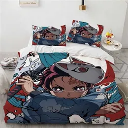 Bedding sets Demon Slayer Bedding Set Cartoon Anime Kamado Tanjirou Nezuko Rengoku Giyuu Duvet Cover Pillowcases Kids Comforter Bedroom Decor 220924