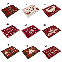 Christmas Table Mat Dining Placemat Decoration For Home Kitchen Party Place Mats Tablecloth Xmas Supplies Gifts 0926