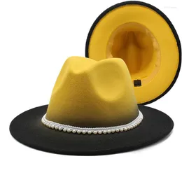 Berets Fedoras dames cap jazzhoeden parelband cowboy hoed voor vrouwen en mannen gradiënt top panama groothandel