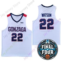 Mitch 2021 Final Four New NCAA College Gonzaga Jerseys 22 Anton Watson Basketball Jersey White Size 청소년 성인 All Stitched 자수