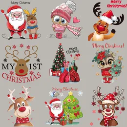 Kavramlar Noel Isı Transferi Çıkartmaları Komik Noel Ağacı Noel Baba Demirleri Ceket Hoodies DIY dekorasyon için aplikeler