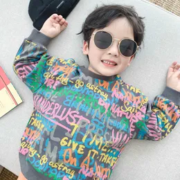 Pullover Kinder Frühling Herbst Sweatshirts Jungen Stilvolle Brief Voll Gedruckt Jersey Baumwolle Mode Top Shirts 220924