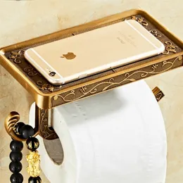 Toilet Paper Holders European style antique brass toilet paper holder bathroom mobile roll accessories WY51616 220924