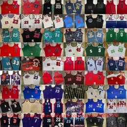 Klassisk retro riktig sömnad östra baskettröja 3 Iverson Derrick Pippen Rose Rodman Garnett Durant Wade Mutombo McGrady Carter Hardaway Tatum Miller Jerseys