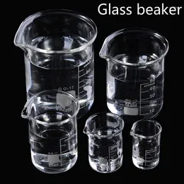 Lagringsflaskor 5 st/set 5/10/25/50/100ml Glass Bägare Laboratory Measuring Cup Glassware för School Study Lab Set