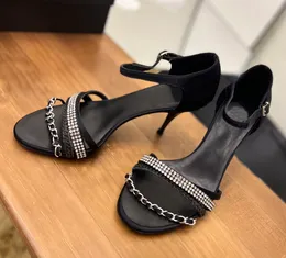 Summer Women Mid Heels Sandals tofflor Crystal Flip Flop Sandals Pearls Casual Open Toe Lace Up Sexig Wedding Sandal Designer Luxury Fashion Ladies Beach Shoes