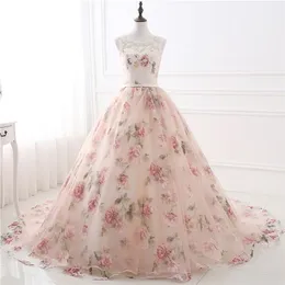 Party Dresses Real Po Long Prom Dresses With Lace Applique Printed Floral Formal Evening Party Dress For Women Robe De Soiree 220923