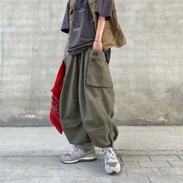 Pantaloni da uomo Harajuku Vintage Gamba larga Oversize Uomo Pantaloni casual Harem Pantaloni cargo da skateboard bianchi Streetwear 220922