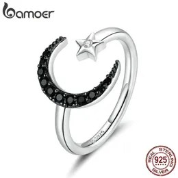 Cluster Rings 925 Sterling Silver Mysterious Star Moon Finger Rings for Women Justerbar Free Size Fine Jewelry BSR137 220922