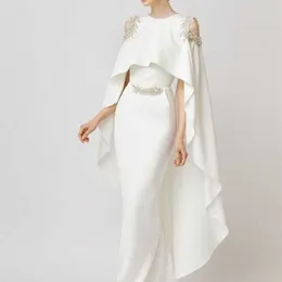 Sukienki imprezowe abendkleider eleganckie białe sukienki wieczorowe długie z szalą satynową koralikową syrenę syrenę formalną sukienkę promowe de festa 220923