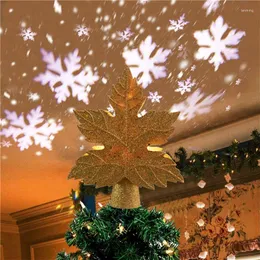 Juldekorationer träd toppare upplyst med silverbladprojektor sliver snö för