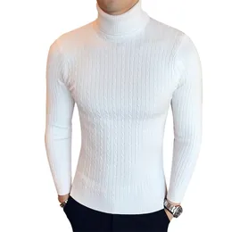 Menströjor Vinter Hög hals Tjock varm tröja Turtleneck varumärke Slim Fit Pullover Knitwear Male Double Collar 220923
