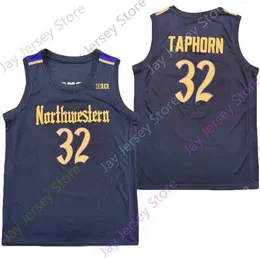 Mitch 2020 Nowy NCAA College Northwestern Wildcats Jerseys 32 Taphorn Basketball Jersey Black Size Młodzież