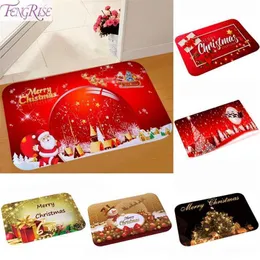 Decorações de Natal Papai Noel Flannel Door Mat Feliz Natal Decoração para casa Banheiro Carpet Decoração de festa de natal Navidad NAVENS GEST 220926