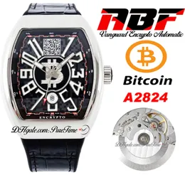 Abf Vanguard Encrypto v45 A2824 Автоматические мужские мужские часы Сталь Кейс Черный циферблат с биткойнским кошельком адреса