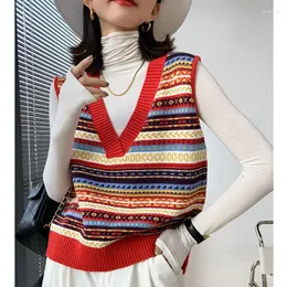 Women's Vests Women's Korean Style Sweater Vest Fashion V Neck Short Pullover Woman Jacket Clothing Tank Top Women Chaleco Punto Mujer