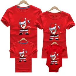 Familjsmatchande kläder Julkläder Mor Dotter Kort ärm T -skjortor Elf Santa Claus Reindeer Elk Print Tees Red Pyjamas Top 220924