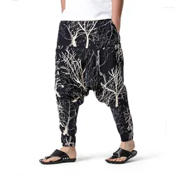 Herrbyxor Men 2022 män harem tryck retro droppe gren joggare bomullsbyxor baggy lös nepal stil casual s-3xl