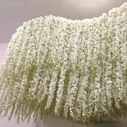 24 kolory 34 cm Elegancka sztuczna impreza kwiatowa wisteria kwiaty winorośli domowe ścian ogrodowy wiszący DIY Rattan Centerpiece Xmas Wedding Dekoracja Wly935