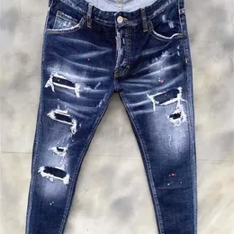 Herren Jeans Männer blaue dünne Luxusmarke Stretch Fit Männliche Denimhose Reißverschluss gerade 38 220923