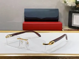 Carti Sonnenbrille Designer Damen Herren Unisex Sonnenbrille C Dekor Büffelhorn Brille Mode Randlos Holz Übergroß Vintage 50mm UV400 Brillen Lünetten
