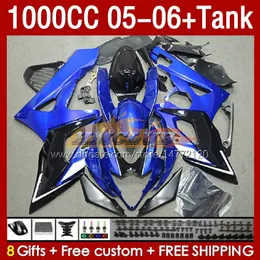 スズキGSXRの射出型フェアリングタンク1000 cc K5 GSX-R1000 05-06ボディワーク157NO.108 GSXR1000 2005 2006 GSX R1000 1000CC 05 06 OEMフェアリングブルーグロッシー