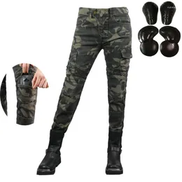 Motorcycle Apparel Pants Pantalon Moto Jeans Kobiety chłopaków wolny damski kamuflaż jazdy na biegu wysokim talii