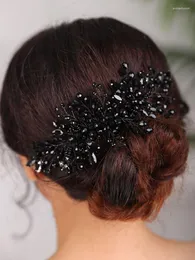 Nakrycia głowy Vintage Wedding Stres Black Rhinestone Hair Accessories Fashion Ręcznie robiony zespół Bridal Tiara impreza dla kobiet