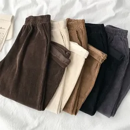 Women's Pants Capris Wavsiyier Spring Straight Streetwear Korean High Waist Wide Leg Corduroy Pant Casual Solid Trouser Woman Femme 220922