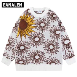 Мужские свитера Harajuku Vintage Floral Jumper Свитер мужской негабаритный зимний подсолнечник Дедушка урод