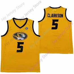 Mitch 2020 New NCAA Missouri Tigers maglie 5 Clarkson College Basketball Jersey Giallo Taglia Youth Adult Tutto cucito