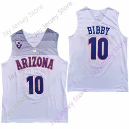 Mitch 2020 New NCAA Arizona Wildcats Jerseys 10 Mike Bibby College 농구 저지 화이트 사이즈 청소년 성인 모두 스티치