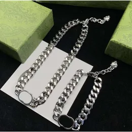 Men Women Choker Necklace Designer Stainless Steel Bracelets Cuban Link Silver Chain Top quality Letter Pendants for Unisex Hip hop Collar