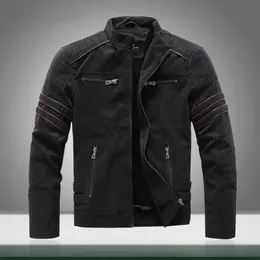 2022 Новые мужчины Кожаные куртки теплые флисовые повседневные мотоциклевые мотоциклевые пиджак