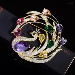 Brooches Vintage Phoenix Rhinestone Brooch Pin Beautiful Colored Crystal For Women Christmas Pins Broche Gift Accesorios Mujer