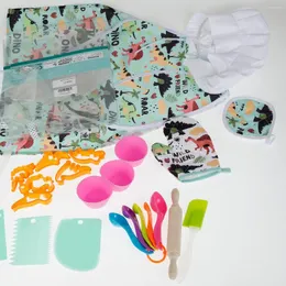 Bakeware Tools Children's Baking Set med förkläde Chef Hat 25st Mini Cooking Washable and Reusable Kit Dress Up