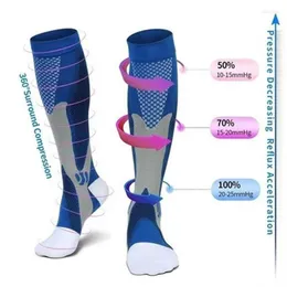 Мужские носки 1 стиль пары мужчины женщины сжатие, подходящее для спортивных черных антилоспособных боли облегчения колена высокие чулки