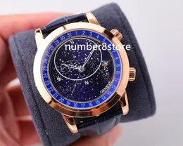 6102 6104 Sky Moon Celestial Mens Watch Rose Gold Swiss 324S 자동 운동 블랙 / 블루 다이얼 Sapphire Crystal Classic Luxury Wristwatch 2 Colors
