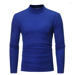 Magliette da uomo Magliette da uomo Maglietta a maniche lunghe con collo a lupetto Maglietta casual slim fit Maglietta base tinta unita Pullover Intimo