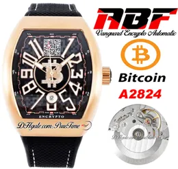 ABF Vanguard Encrypto v45 A2824 Автоматические мужские часы Черный циферблат с биткойнами с биткойнами.