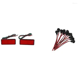 Lamp Holders 2X LED Red Reflector Tail Brake Stop Marker Light With 10X T10 W5W 168 194 Holder Socket