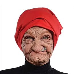 Party Masks Halloween Smoking Old Grandmother Mask Realistic Latex Masks Costume Halloween Cosplay Props 220926