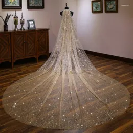 Bridal Veils Beauty-emily 2022 moda luksusowy ślub dla narzeczonych złoty kolor cekiny kryształowe duże akcesoria