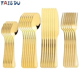 Dinnerware Sets 24 Pcsset Stainless Steel Cutlery Golden Table 24 Pieces Kitchen Tableware Spoons Forks 220922