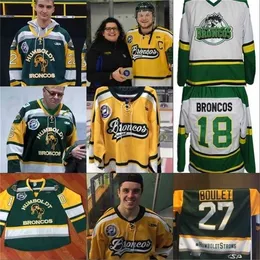 Gla Mit Humboldt Broncos Junior Hockey Jersey Tyler MacPherson 100٪ قمصان هوكي مخصصة مخيطة بأي اسم رقم S-5XL