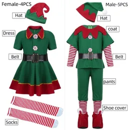 Specjalne okazje mężczyźni kobiety chłopcy Boże Narodzenie Święty Mikołaj Costium Zielony elf Cosplay Family Christmas Party Rok Fancy Dress Ubrania na 220922