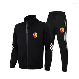 Herrspårar Mens Euro Club RC Lens hoodie Spring Autumn Cardigan Topps blixtlås jacka kläder collar collarr tröja jogging